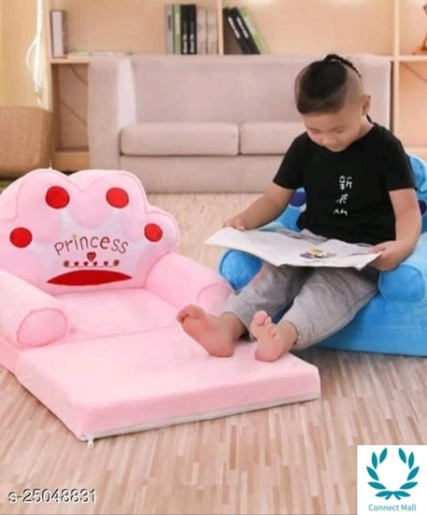 Cute Little Princess Super Soft Sofa For Kids - Free Size, Baby Pink, Vevet, Multipack:1